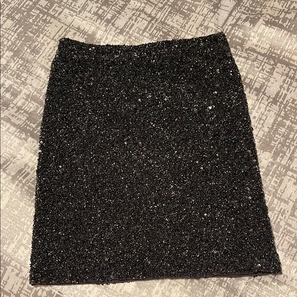 All Saints Black Hand Embellished Sequin Mini Skirt